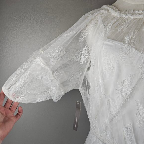 Anthropologie Me Be Ruffle Maxi Dress Wedding White Boho Cottagecore Lace - Picture 3 of 10